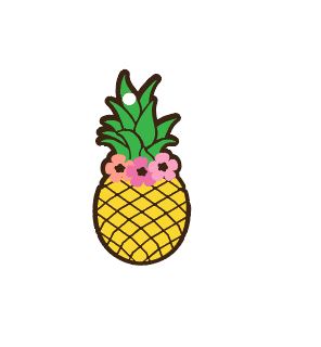 Floral Pineapple Keychain 2.5" Acrylic