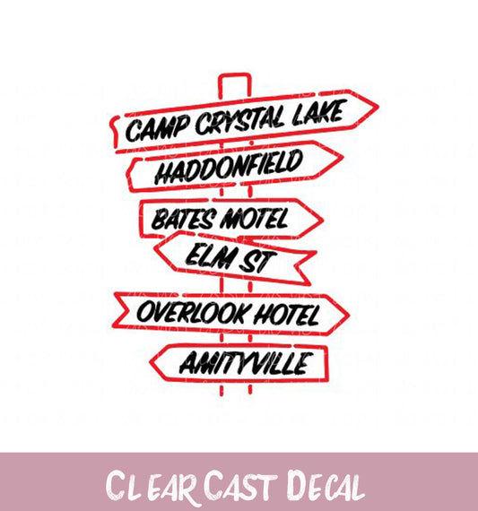 Horror Road Signs ~ White Ink Decal ~ WC069