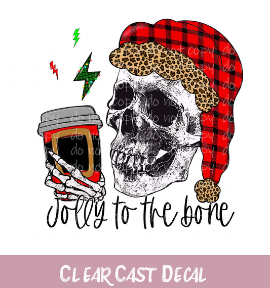 WC06 ~ White Ink Decal ~ Jolly To the Bone Skellie