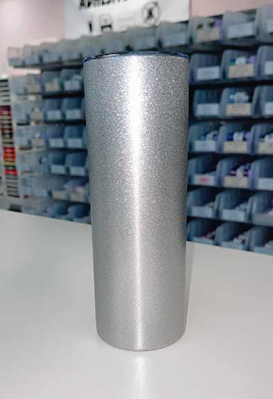20 oz Textured Silver Glitter Sublimation Tumbler