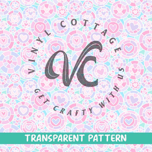 Stained Glass Hearts Pastel ~ TRANSPARENT VINYL ~ TP03
