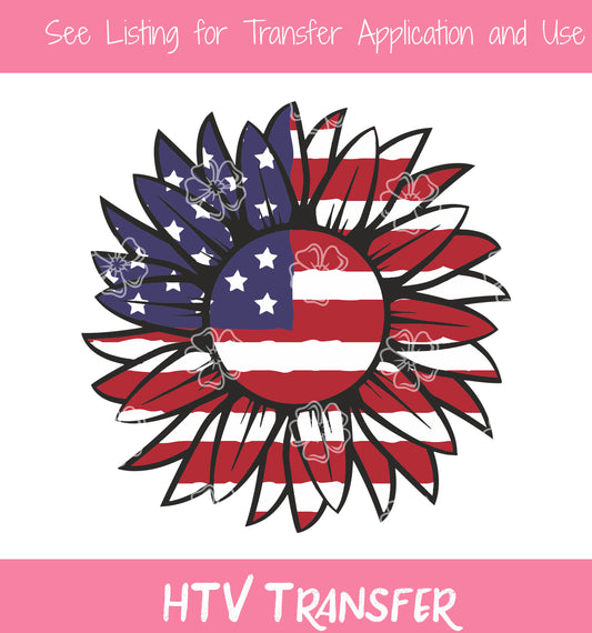 TR703 American Flag Sunflower HTV