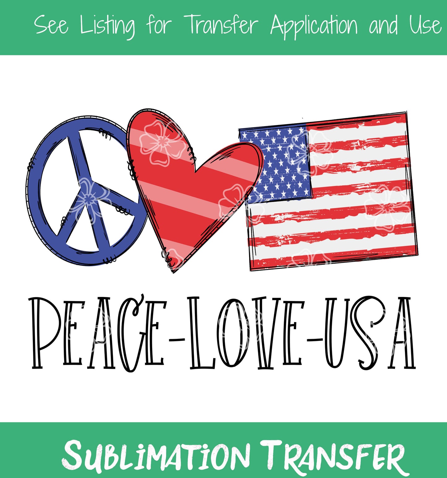 TR710 Peace Love USA Flag Sub