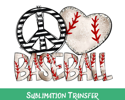 TR843 Peace Love Baseball Sublimation