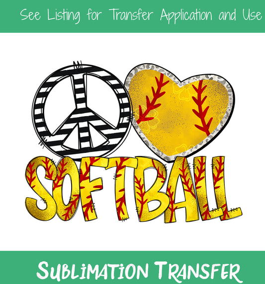 TR851 Peace Love Softball Sublimation