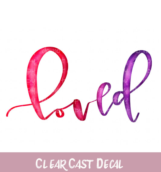 Loved Watercolor ~ White Ink Decal ~ WC015